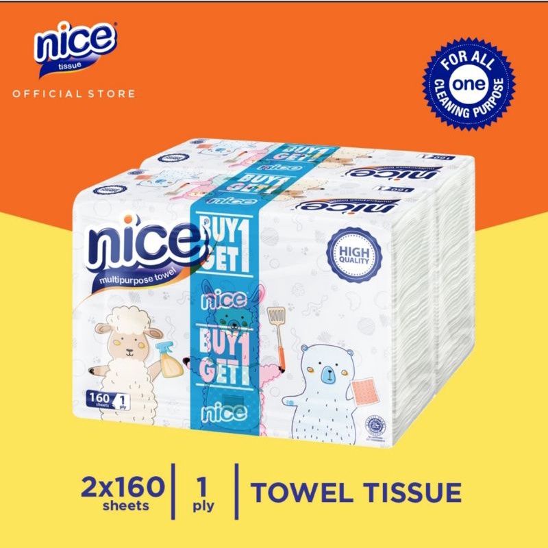 Jual Tissue Nice Towel Multifold 160sheets (Buy 1 Get 1 Free) Shopee