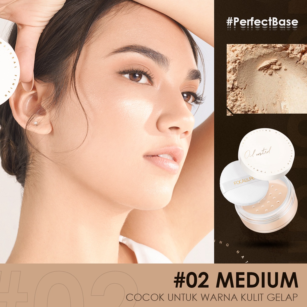 FOCALLURE 2 pcs Face Base Makeup Set-Long-lasting Foundation &amp; Oil-control Loose Setting Powder