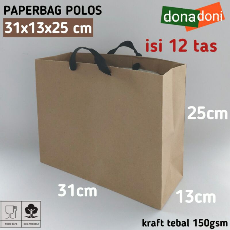 

isi 12 paperbag polos 31x13x25 kantong kertas tas kertas paper bag shopping bag