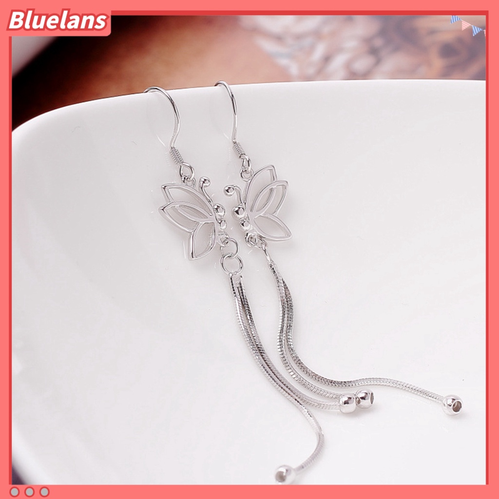 Bluelans Women Elegant Butterfly Dangle Long Chain Line Alloy Hook Earrings Jewelry Gift