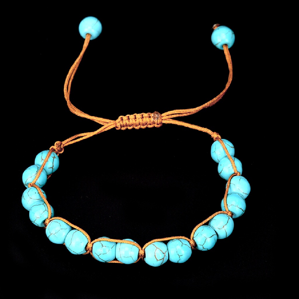 (AdornmentNo1) Gelang Tangan Elastis Gaya Boho Aksen Batu Turquoise Untuk Perhiasan Wanita / Pantai