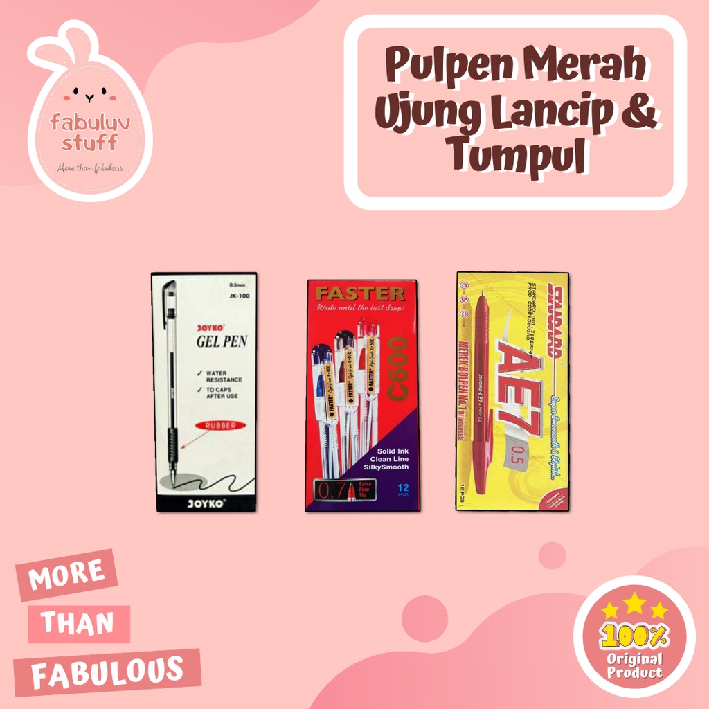 

ATK ~ (SATUAN) Pulpen Merah Gel Lancip & Tumpul