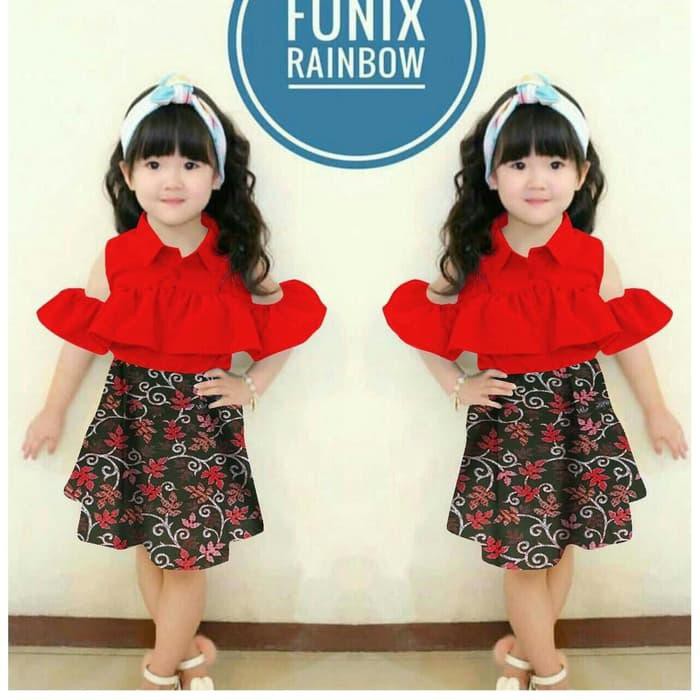 Jual St feather red SLsetelan anak perempuan wolfis RED Limited