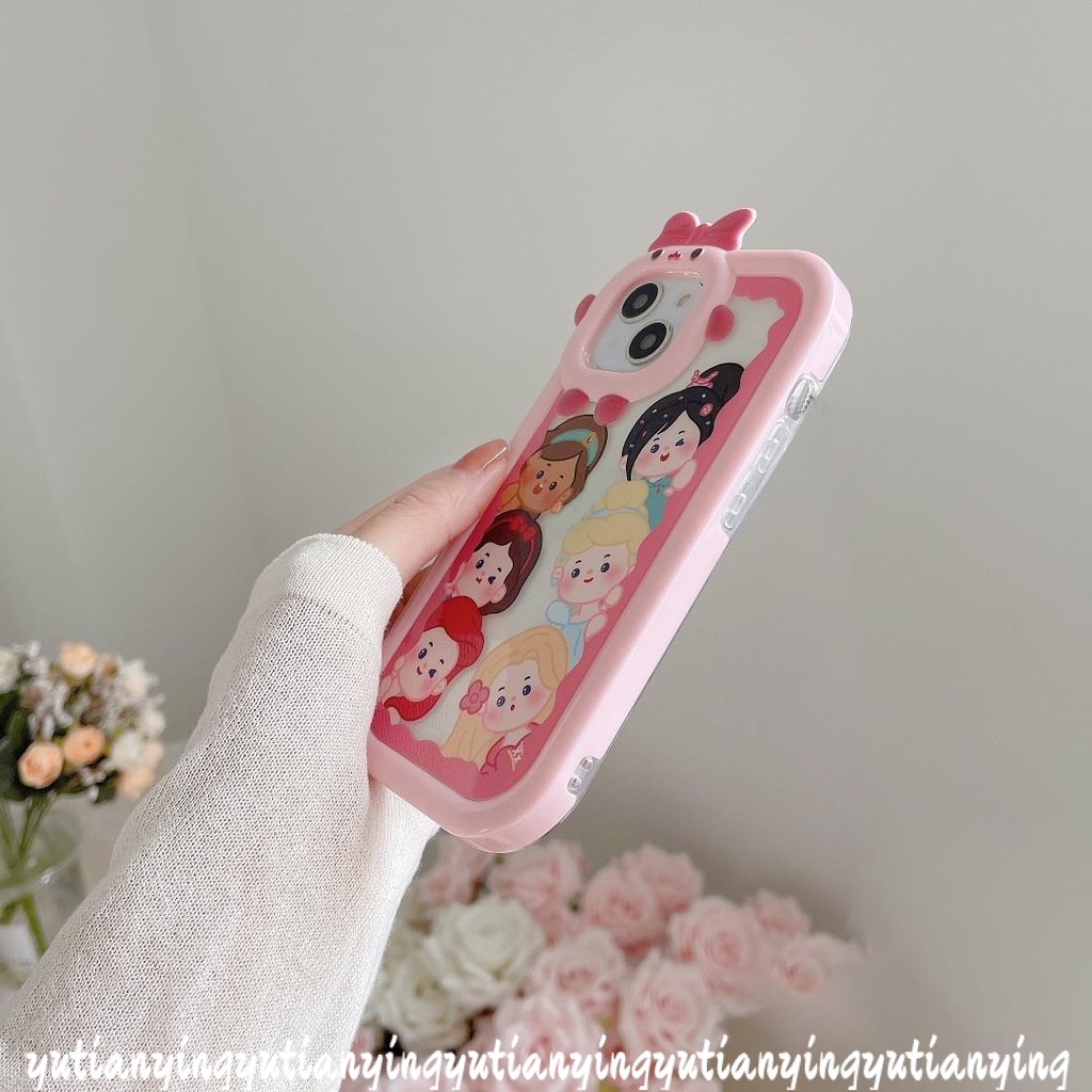 Ins Casing IPhone 11 13 12 14 Pro MAX 7 8 14 Plus 6 6S Plus XR X XS MAX SE Motif Kartun Disney Princess 3D