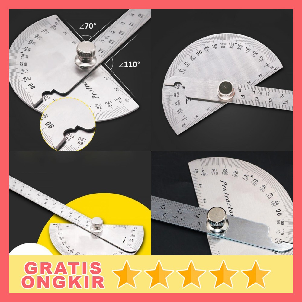 

Protractor Penggaris Jangka Roundhead Measuring Ruler Aluminium 14.5cm 180 Degree - PR180 - Silver