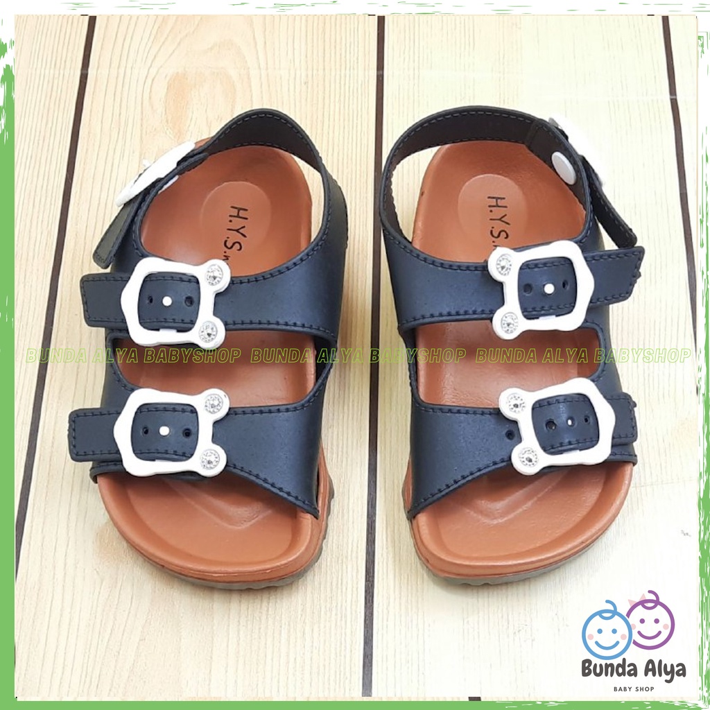 Sendal Anak Perempuan Umur 4 5 6 7 Tahun HITAM Elastis - Sepatu Sandal Anak Cewek Model Tali Anti Licin - Sendal Anak Kekinian