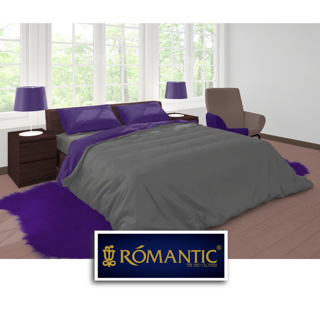 Two Tone Bedcover ROMANTIC Abu x Ungu aesthetic Bandung