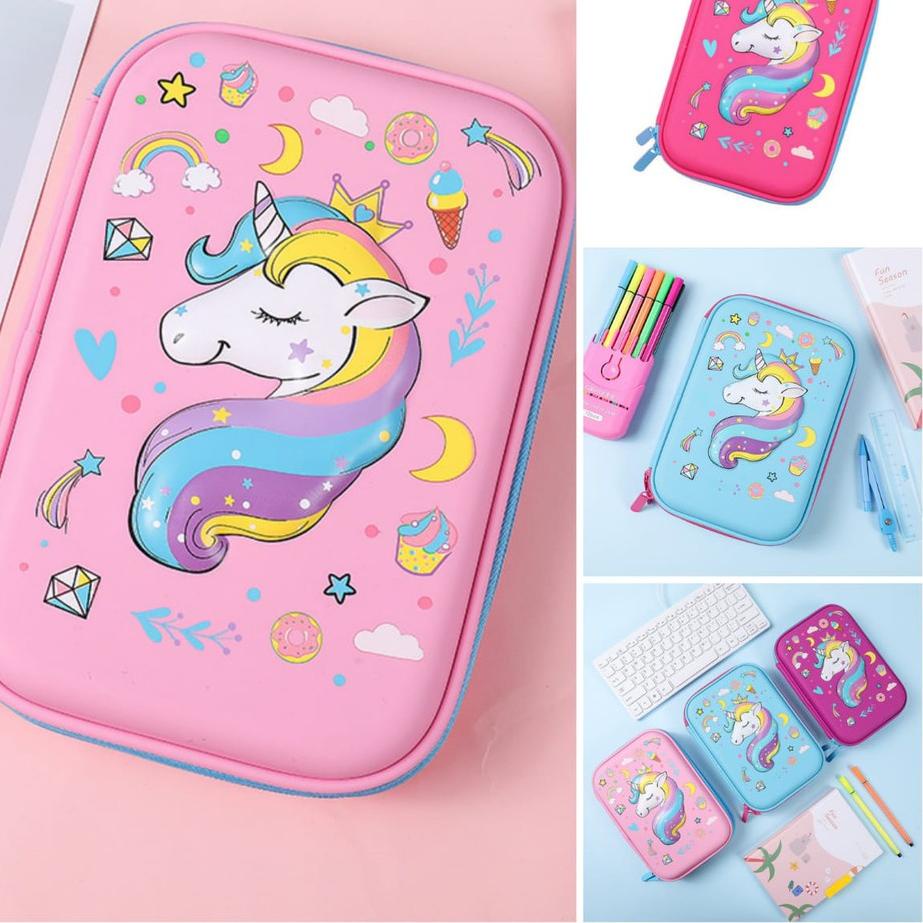 

Special - Tempat pensil kotak pensil 3D Unicorn Pencil Case tempat pensil Unicorn Kepala kado anak perempuan unicorn lucu import ..