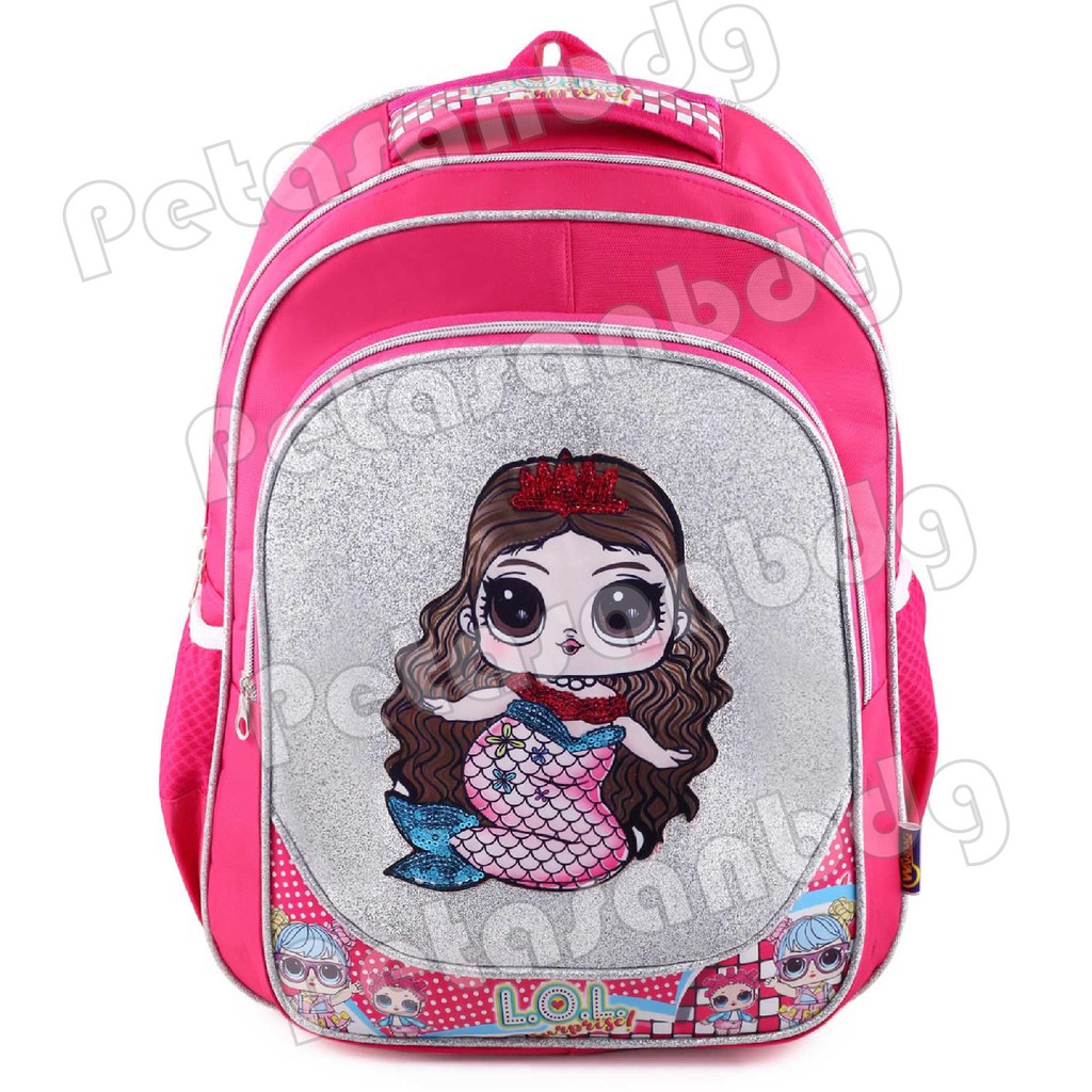 PTS - Ransel Sekolah Anak SD Perempuan Karakter LOL SURPRISE - Ransel Glitter LED MUSIC - MERMAID