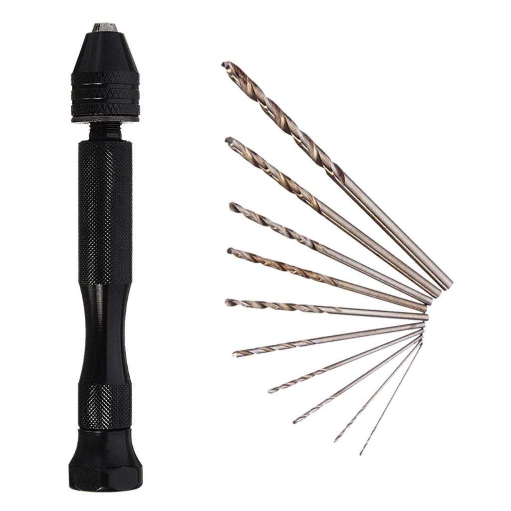 Bor Tangan Manual HSS Twist Drills dengan 10 Mata Bor / Bor Tangan Hand Drill Set Multifungsi / Bor Manual Mini Stenlis Kayu Kecil / Bor Mini Kecil Ukir Pahat Bobok Kayu Perhiasan / Alat Bor Pelubang Pelobang Besi Tembok Kayu Pipa Pvc Hidroponik Bambu Ori