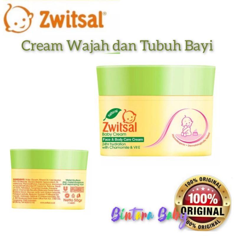 Zwitsal Cream Perawatan Wajah dan Tubuh Bayi / ORIGINAL Baby Face and Body Care Cream / Krim Bayi 50 gr