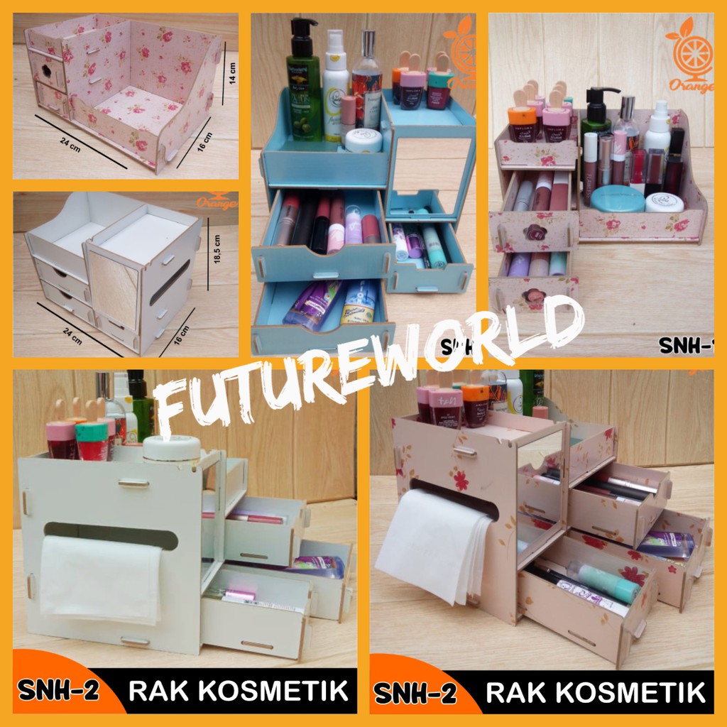 Rak Kosmetik Mini Bahan Kayu Tempat Cosmetic Storage Mini Rack