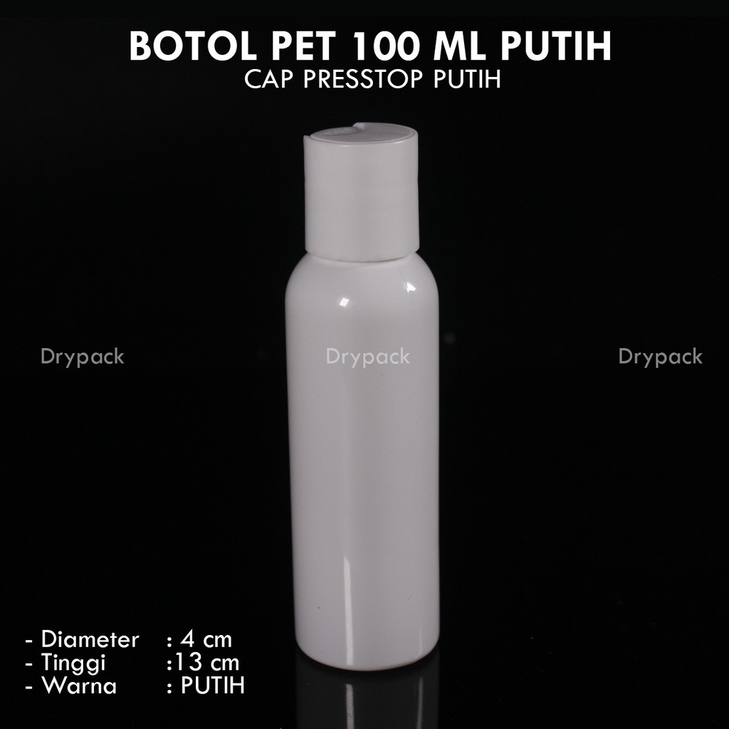 Botol PET 100 ML Putih Presstop