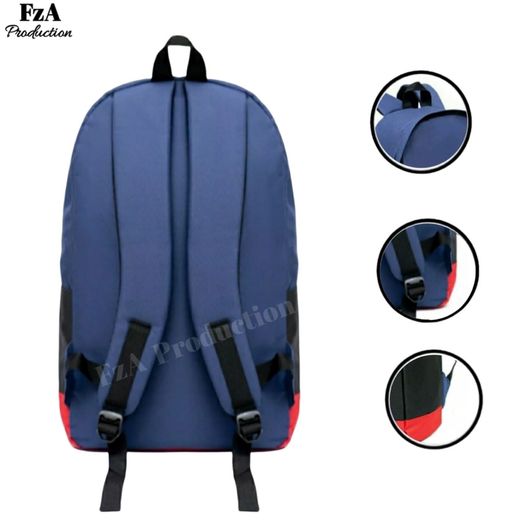 Tas Ransel Gendong Laptop Distro Sekolah Kuliah Pria Wanita Black Murah Original FzA BUY 1 GET 2