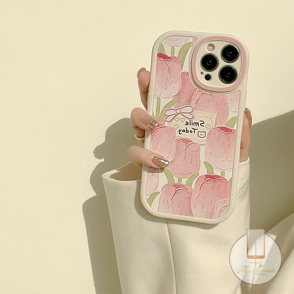 Xiaomi Redmi 12C A1 9T 9C 10C 10 9 9A 9C NFC Redmi Note10 8 9 Note 11 Pro 9s 9Pro 11s 10s Note 11 10Pro Max Mi POCO F4 K40s M3 X3 Pro X3 NFC Pink Fresh Tulip Case TPU Lembut Bunga