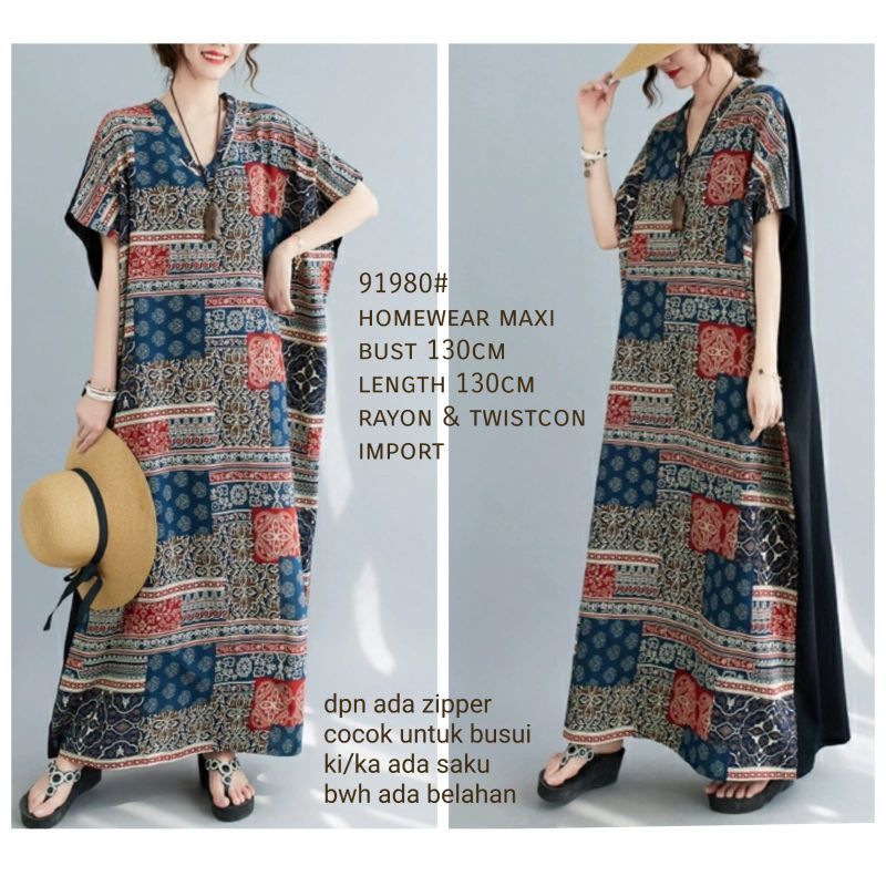 MDLV ~ 91980# Homewear Maxi Dress Maxi Dress Jumbo Big Size Dress Batik Import