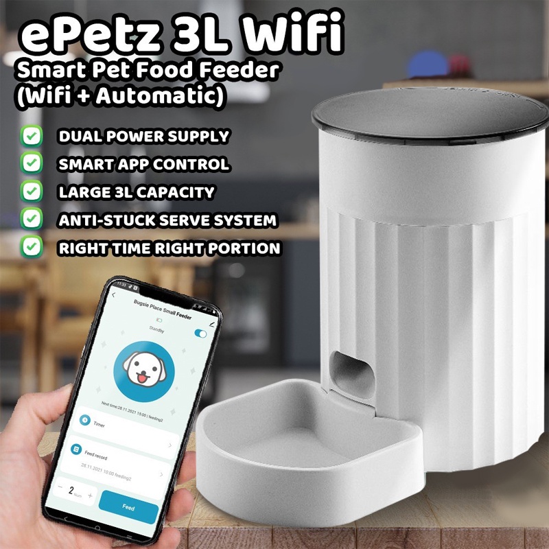 3L WIFI Automatic Pet Feeder Makanan Kucing Automatik Remote control Smart Pet Feeder app connection