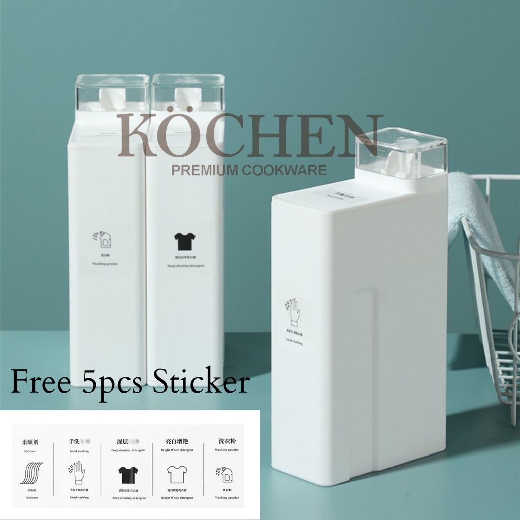 Botol Detergent Liquid Bottle Dispenser Laundry 1 Liter Tempat Refill Sabun Cuci Free Sticker 5pcs By Mykochen.ina