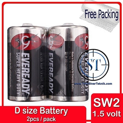 Baterai Eveready Size D LR20  Battery Ukuran Besar 1.5V Super Heavy Duty (1 Set Isi 2 Pcs)