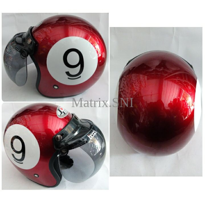 HM-2362 Helm Retro Sni Jpn Bogo Asli Motif Merah Angka 9 B1U7 Murah
