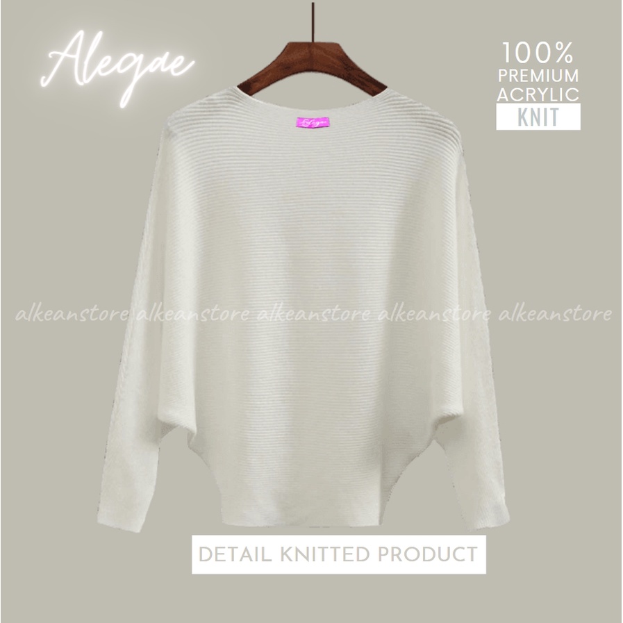 Alegae Baju Rajut Batwing Blouse Wanita Korea Premium Outer Tshirt Knitwear Original-2