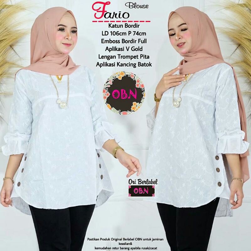 Blouse Putih Katun Bordir Fario