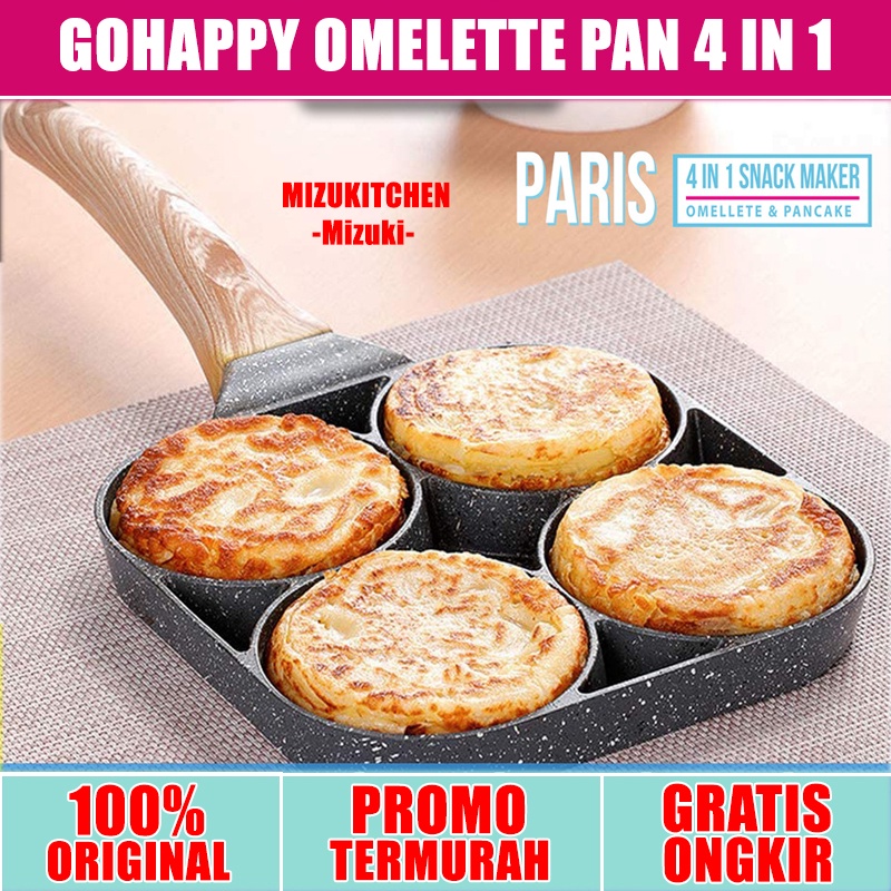 PANCI PENGGORENGAN TELUR Omelette Pan 4 LUBANG | Gohappy GHC54 omelete 4in1 Nonstick Egg frying Pan