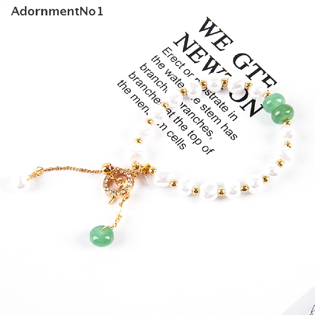 (AdornmentNo1) Gelang Tangan Cuff Fashion Aksen Batu Mutiara Untuk Perhiasan Wanita / Hadiah Anniversary