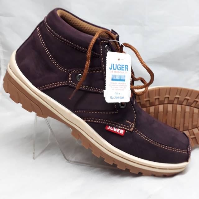 Sepatu boot pria casual kulit asli Juger hino