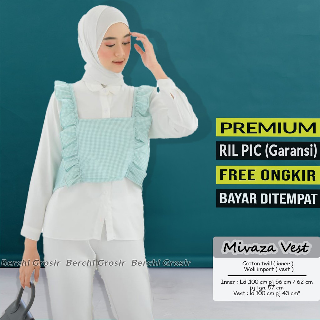 Mivazala Vest Blouse Wanita Lengan Panjang Korea Putih Blus Atasan Balon Korean Style Jumbo