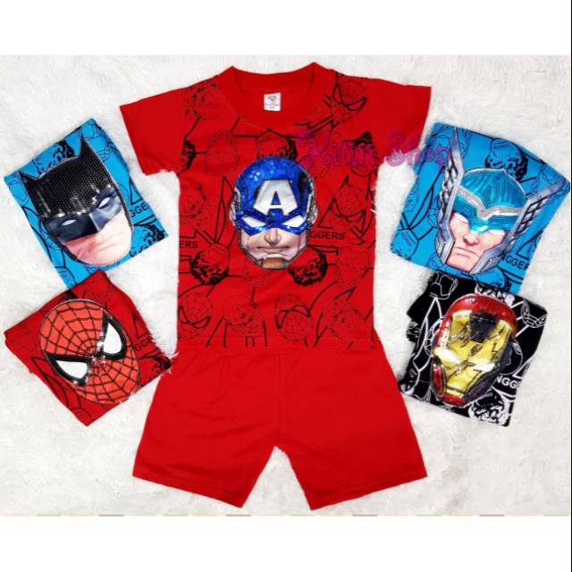 Setelan Anak Cowo Premium Superhero 2 LED Lampu Nyala Setelan Anak Cowo Premium Superhero 2 LED Lampu Nyala