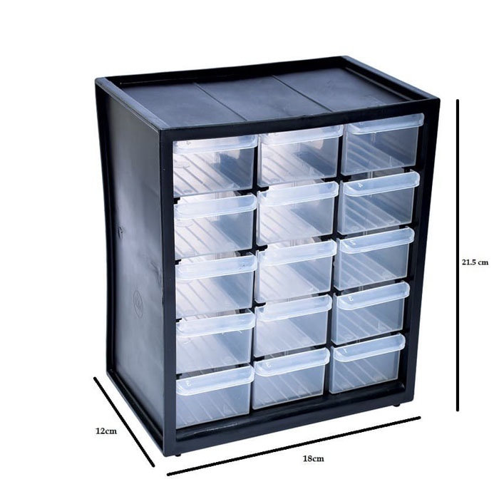 Kenmaster Rak Komponen Drawer 15 Susun - Rak spare part 15 laci kecil