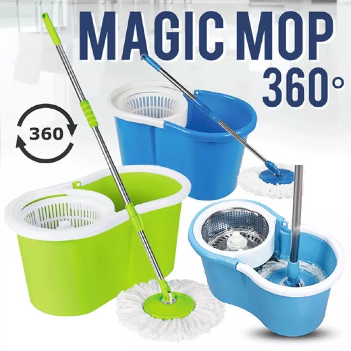 Spin Mop Alat Pel Putar + Ember Plastik Multifungsi Alat Pel Lantai Microfiber Pel Otomatis Pel Lantai Serbaguna GOSHOP88