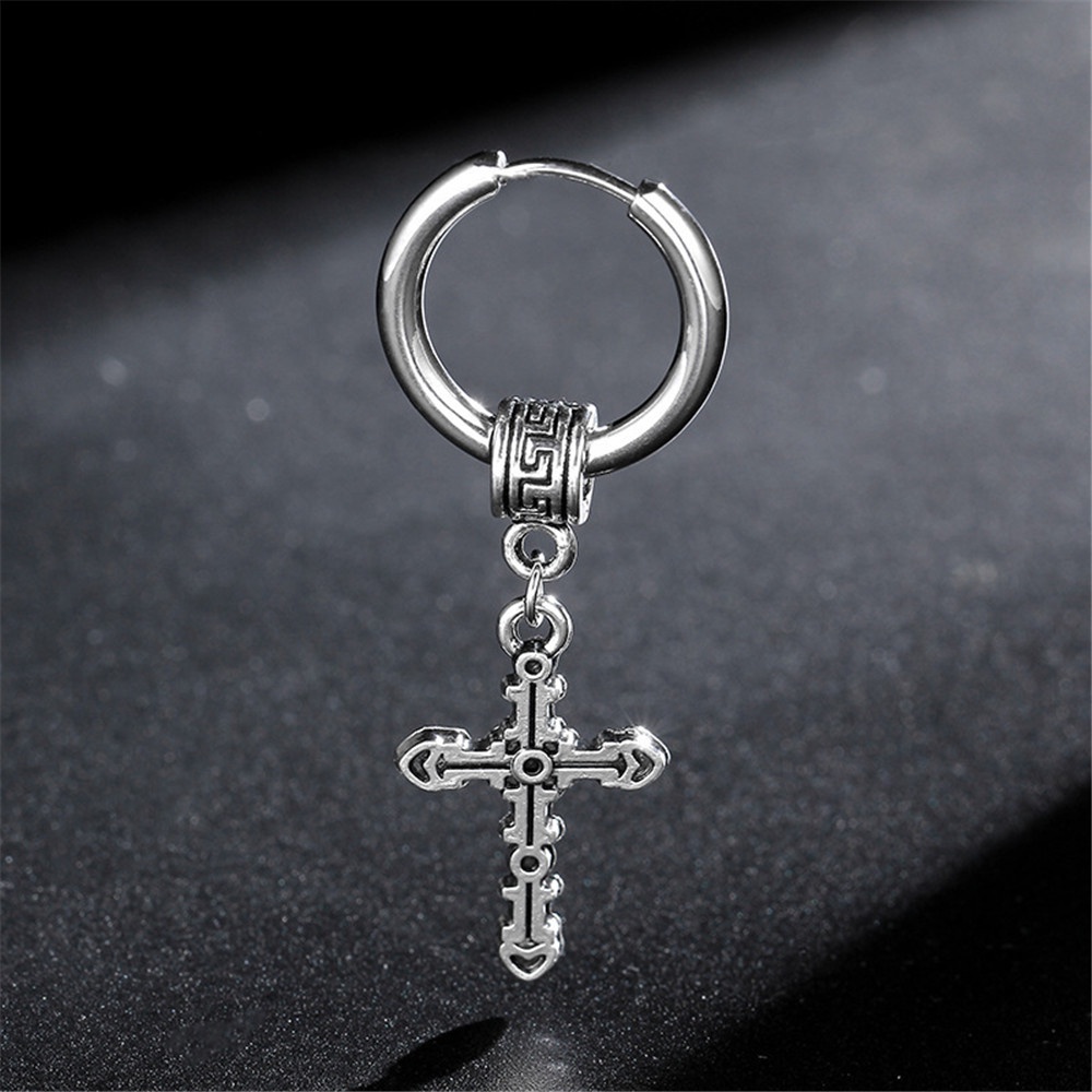 【COD Tangding】Anting Tusuk Gantung Bahan Stainless Steel Desain Koin Gaya Trendy Untuk Wanita