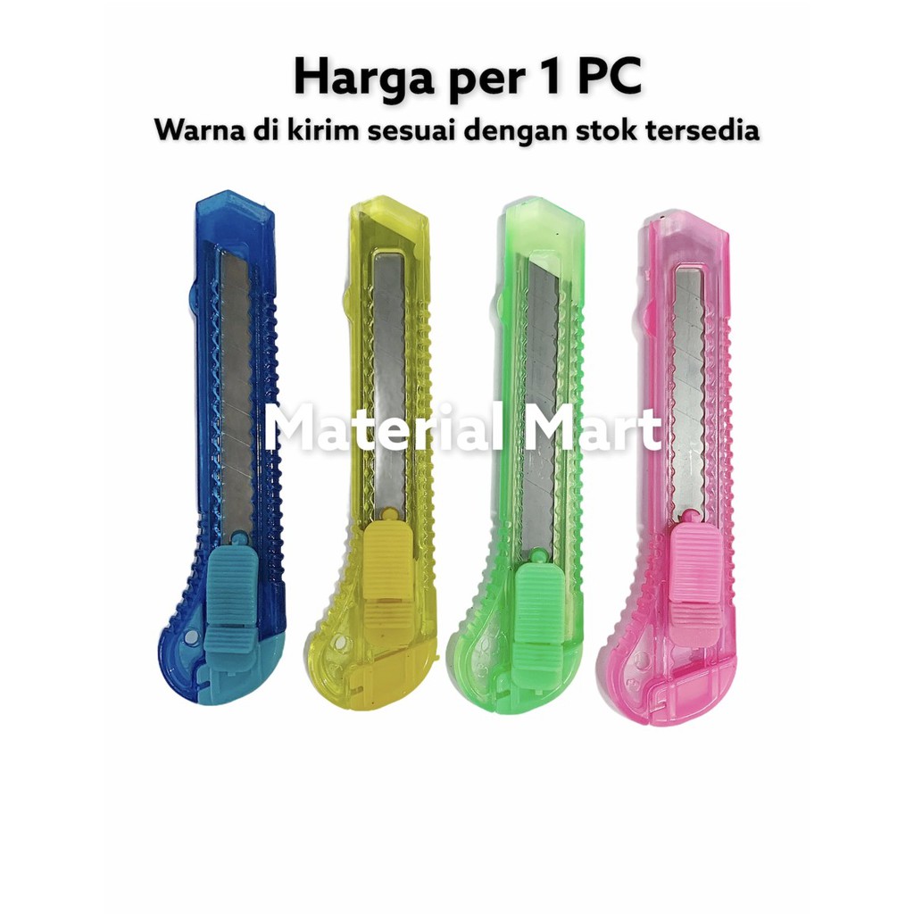 (1 PC) Pisau Cutter Transparan PVC | Alat Pemotong Kertas Murah | Material Mart