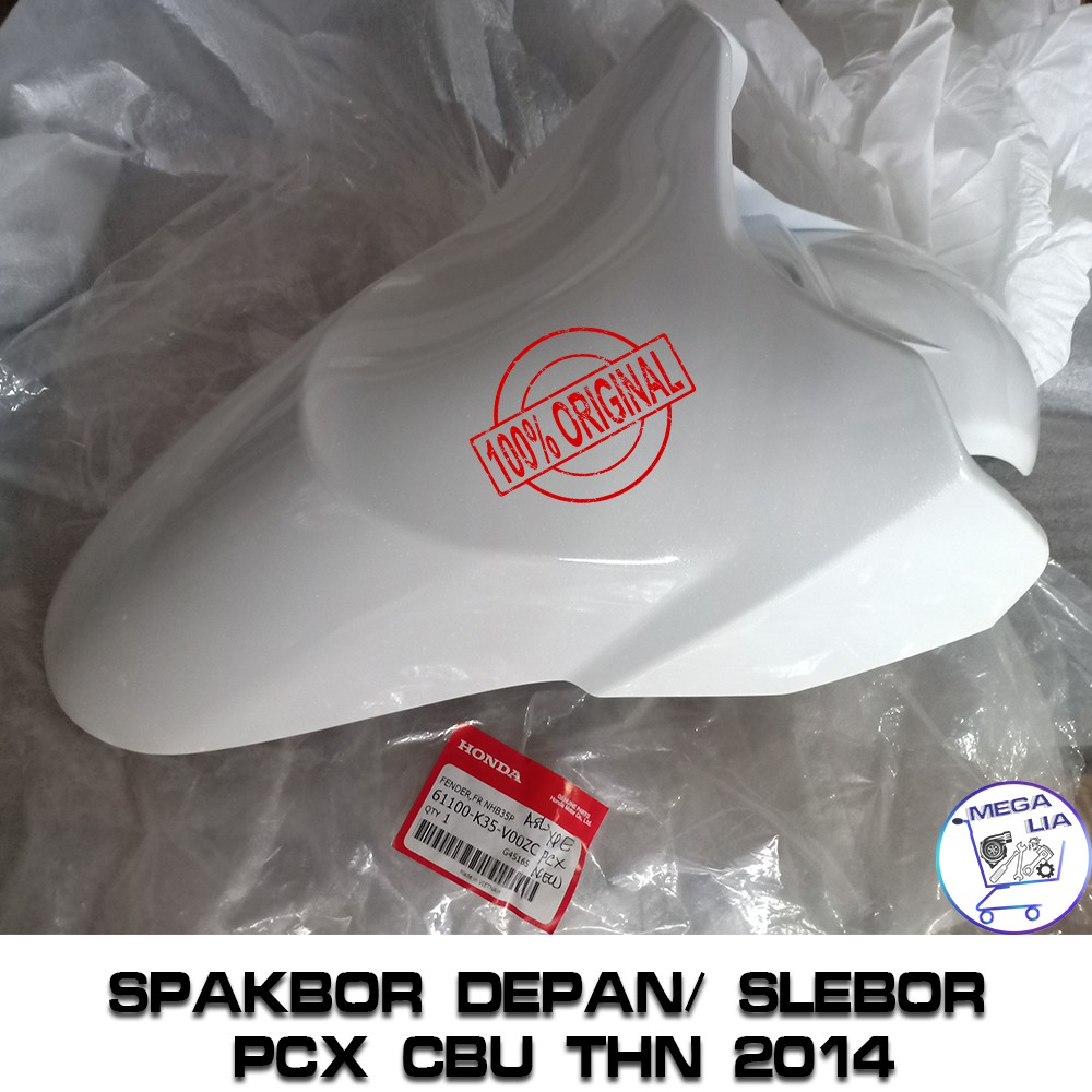 Spakbor Depan/ Slebor PCX CBU Tahun 2014 Putih ORI HONDA 100% [61100-K35-V00ZC]