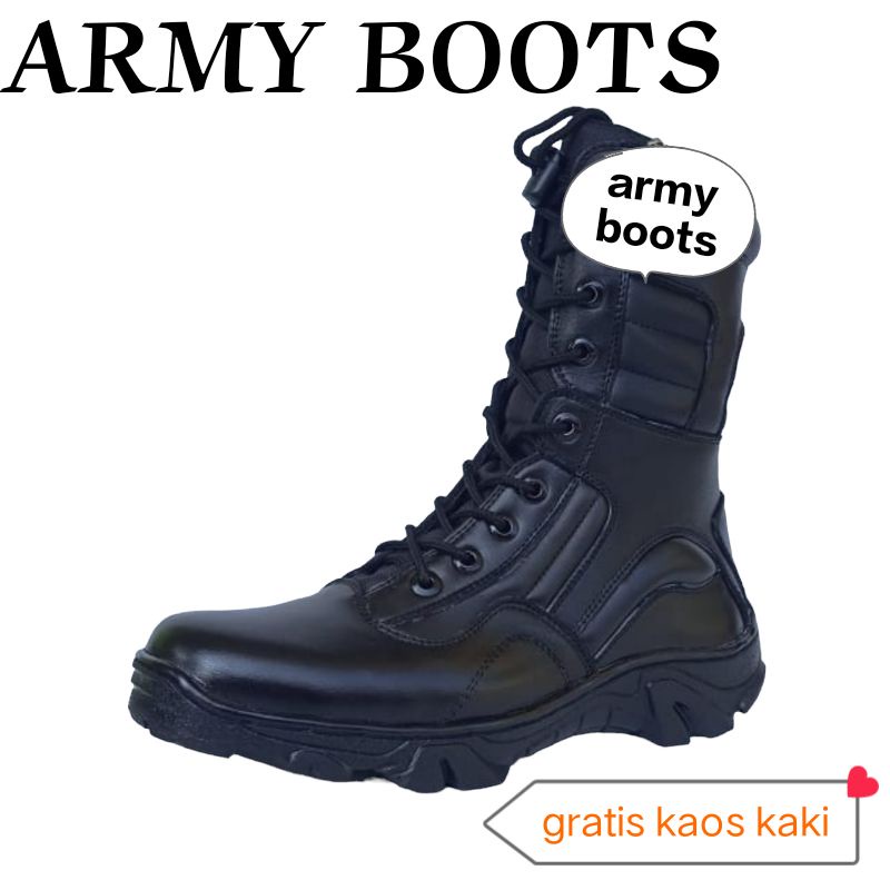 SEPATU PDL kulit hitam doff black hawk