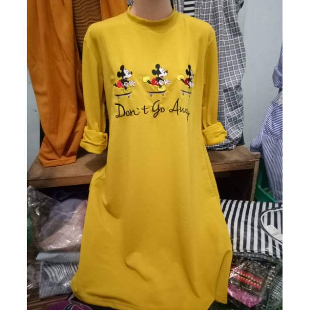 Tunik babyterry import mickey bordir