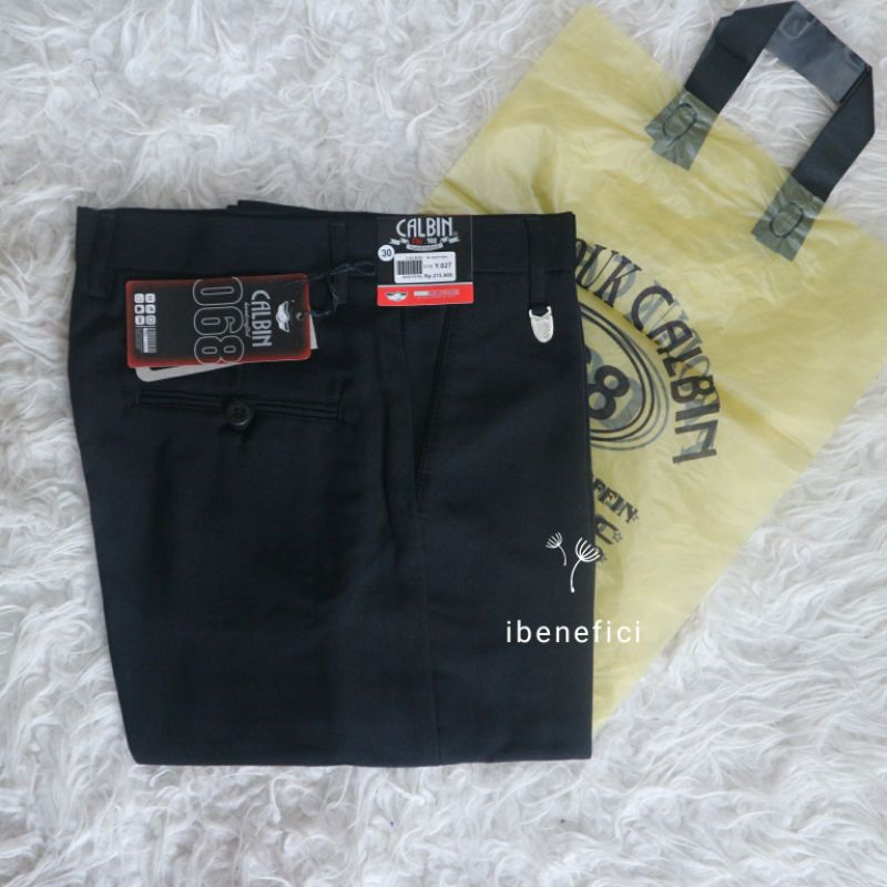 Celana Dasar Hitam Formal Slimfit Hitam Calbin Celana Kantor