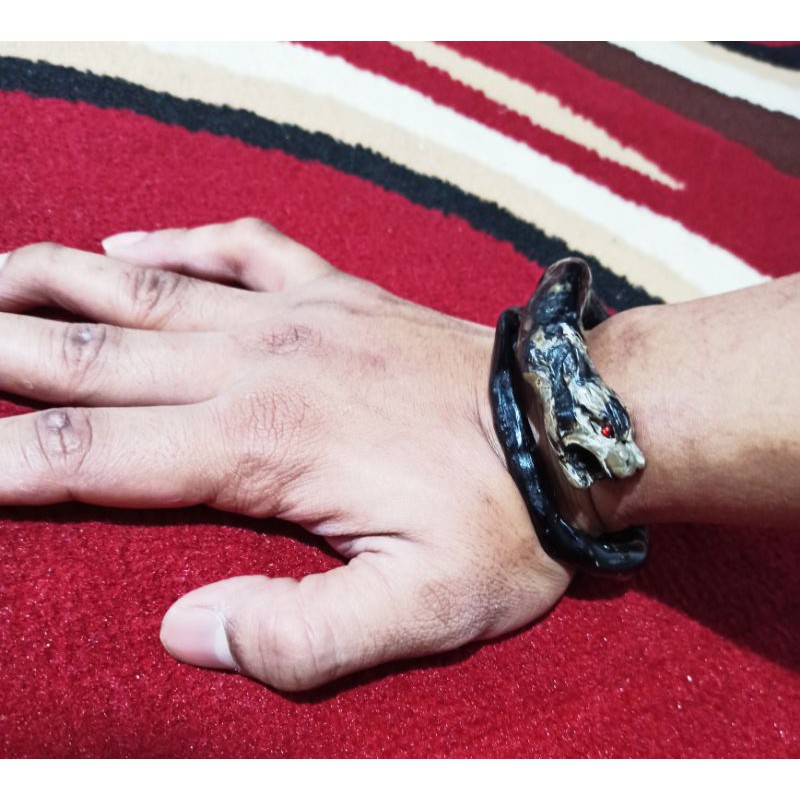 GELANG AKAR BAHAR HITAM BONGGOL UKIR MAUNG ASLI