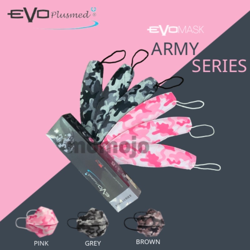 Masker EVO Plusmed 4D Earloop 4 Ply Medis Camo Army Series