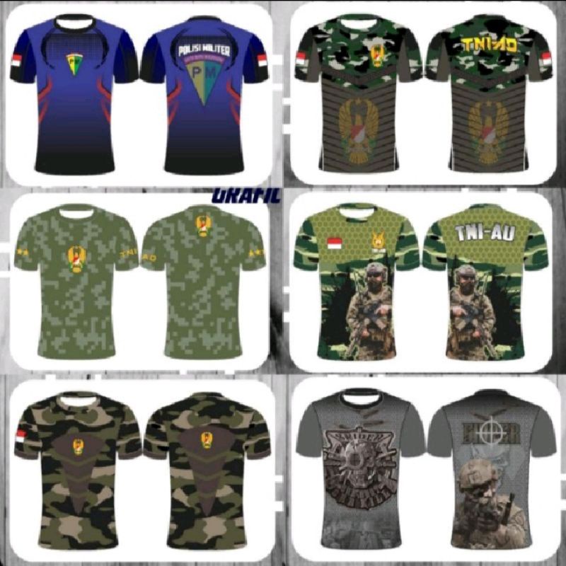 JERSEY TNI KAOS PRIA DEWASA LORENG TNI AD TNI AU TNI AL POLICE MILITER