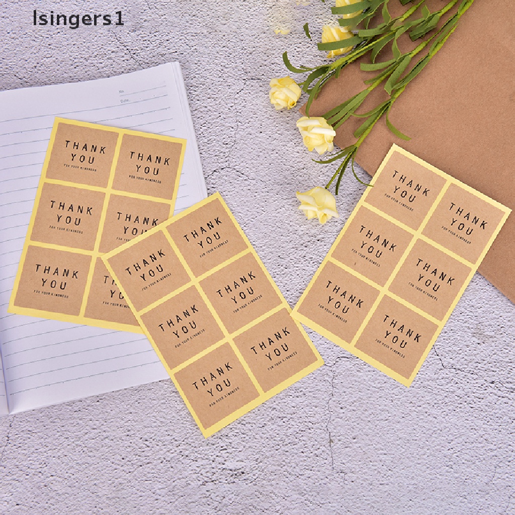 (lsingers1) 60pcs Stiker Label Tulisan Thank You Bahan Kertas Kraft Untuk Dekorasi Kue