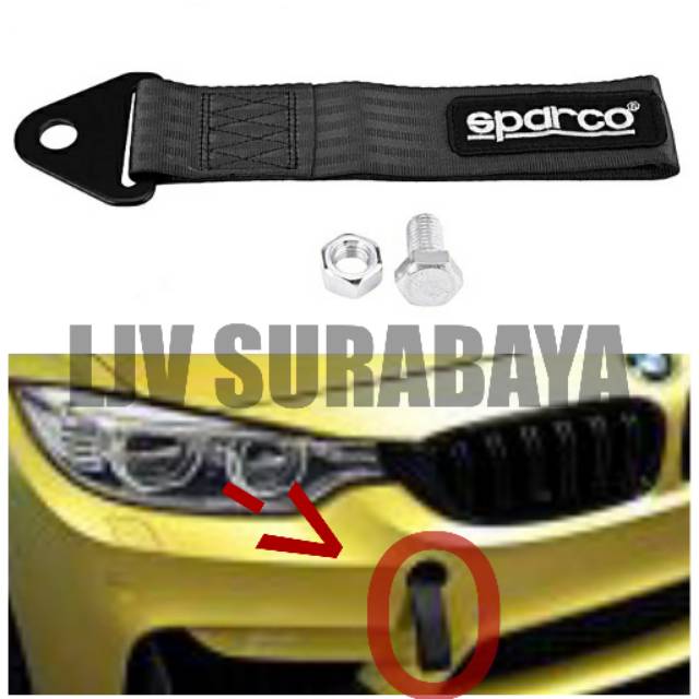TOWING STRAP UNIVERSAL / DEREK KAIN / TOWING DEPAN MOBIL - HITAM