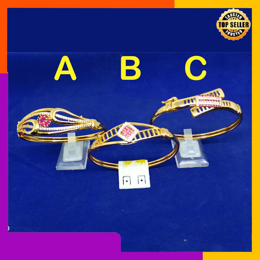 GELANG BANGKOK PERMATA ZIRKON LAPIS EMAS 18K