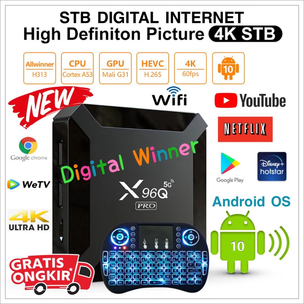 Android TV Box X96Q PRO 5G 4K Ultra HD Smart TV Box Media Player / STB Android TV X96Q PRO 5G / STB DIGITAL INTERNET X96Q PRO 5G