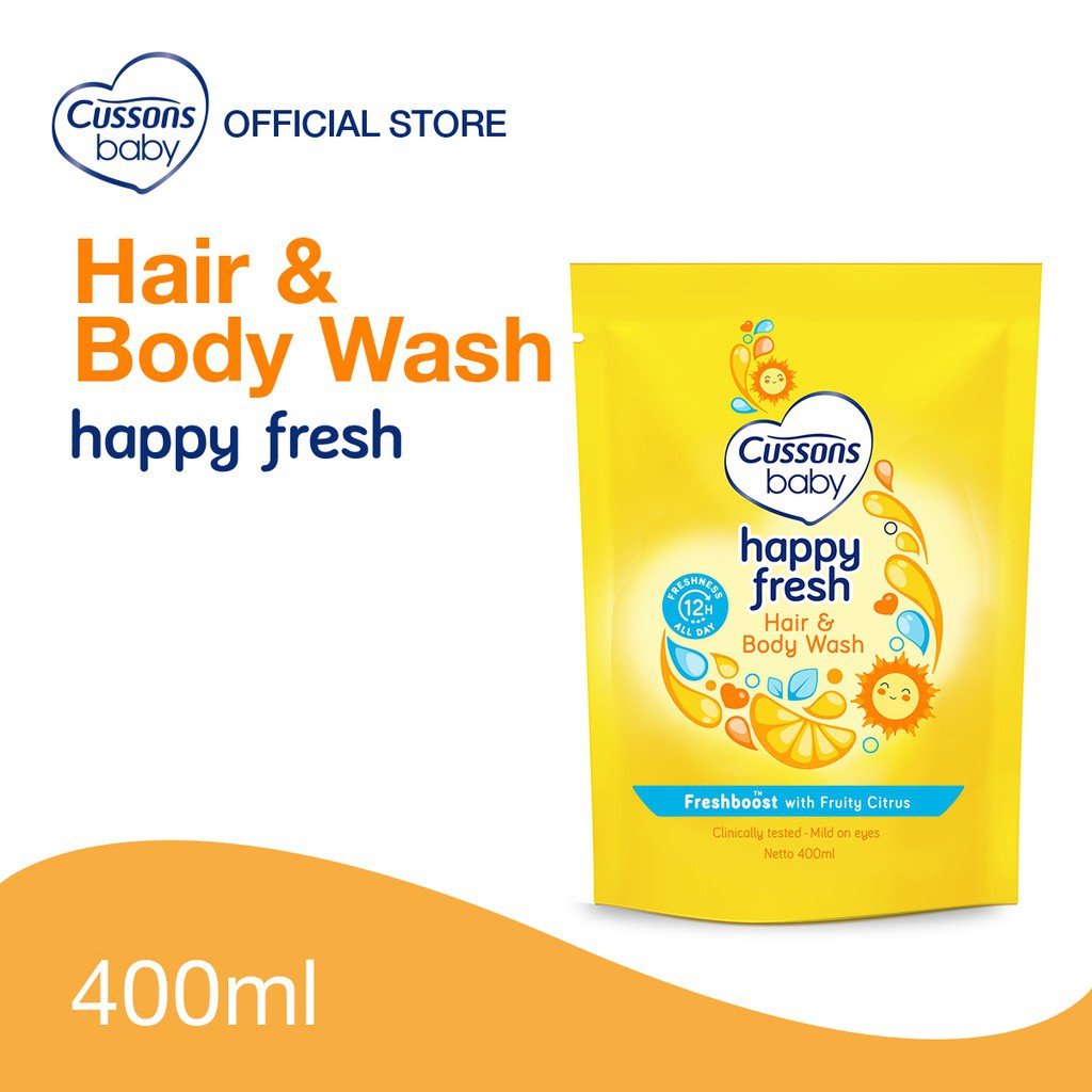 Cussons Baby Hair &amp; Body Wash Happy Fresh 400ml Refill