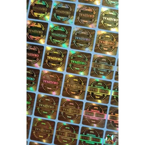 

stiker hologram original warna gold persegi Uk 1.6 cm