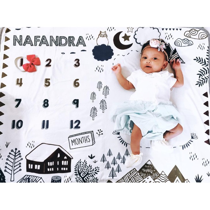 Maison Elmesa Baby Blanket Selimut Bayi Nama Milestones Series