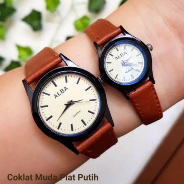 Jam Tangan Couple Alba Strap Kulit